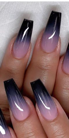 Deco Nails, Black Ombre Nails, Unghie Sfumate, Pink Ombre Nails, Ombre Acrylic Nails, Ombre Nail Designs, Makijaż Smokey Eye, Acrylic Nails Coffin Short, Nail Designs Glitter