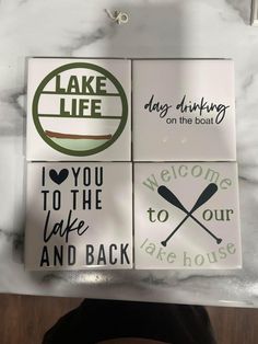 four stickers that say i love you to the lake and back