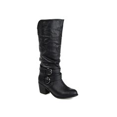 Journee Collection-Late Boot Searching for a basic tall boot to complete your casual fall wardrobe? Journee Collection has you covered with the Late! With a slouchy silhouette and tailored buckle accents, these versatile knee high boots will pair great with jeans or leggings. Click here for Boot Measuring Guide. Wide Calf Fall Boots With Buckle Closure, Wide Calf Mid-calf Boots With Buckle For Fall, Winter Workwear Mid-calf Boots With Buckle Closure, Fall Knee-high Boots With Buckle Closure, Knee-high Boots With Buckle Closure For Fall, Ballet Boots, Spike Heels, Wide Calf Boots, Buckle Boots