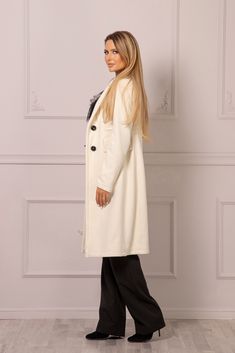 "Wool Cashmere Coat, Ivory Coat, Plus Size Wool Coat This impressive coat is made with a warm and quality fabric that keeps you warm and fancy, while the minimal design gives it an elegant look. Pair it with your favorite pants and a top to complete the look. You can wear both at business meeting and evening dinner. ⚜𝙸 𝙼 𝙿 𝙾 𝚁 𝚃 𝙰 𝙽 𝚃: ➺ Please, keep in mind that the ivory color is considered a custom color. To get this color, you need to purchase this listing:https://www.etsy.com/listi Clothing Minimalist, White Wool Coat, Double Breasted Overcoat, Coat Plus Size, Winter Overcoat, Evening Dinner, Cashmere Fabric, Black Wool Coat, Maxi Coat