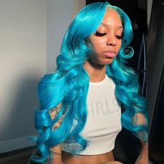 13x6 Transparent Lace Front Wig Light Blue Green Colored 13x4 Body Wave Lace Frontal Human Hair Wigs Lace Front Blonde, Blue Lace Front Wig, Body Wave Wigs, Frontal Wig Hairstyles, Green Wig, Blue Wig, Unique Hair, Hot Hair Styles, Colored Wigs