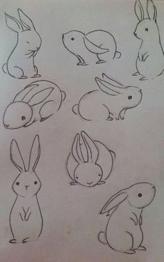 some drawings of rabbits sitting on top of each other