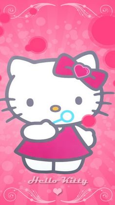 an image of hello kitty on pink background