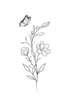 Flower Tattoos For Women With Words, Simple Palm Size Tattoos Ideas, Line Art Leg Tattoo, Daughter Tattoos For Mom Name, Dainty Hip Tattoos Women Flower, 30 Minute Tattoos, Dainty Painting Ideas, Line Art Tattoos Flower, Dainty Flower Drawing