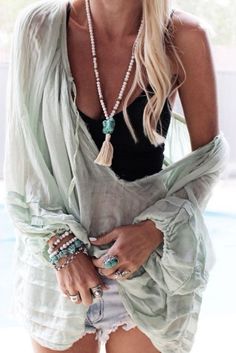 Beach Moda Hippie, Boho Turquoise, Boho Mode, Boho Beautiful