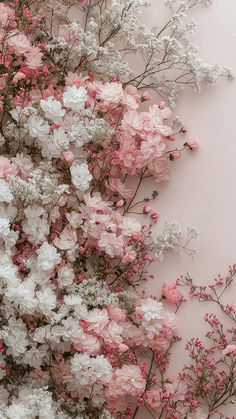 pink and white flowers against a pale background