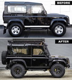 the before and after shots of a black jeep