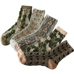 PRICES MAY VARY. 🌷【Material】75% cotton 23% spandex 2% elastic The knit material is warm but light enough to fit in a pair of shoes without being too bulky. You can wear them with dress shoes or casual shoes, and hold up to multiple washing. 🌹【Comfort】 These Cotton Socks are super soft, comfortable, breathable, sweat-absorbent, and deodorant which guarantee to keep your feet fresh and dry. 🌼【Elegant and stylish】 These cotton socks are gorgeous, comfortable, not itchy, not too tight around the Floral Socks, Retro Mode, Floral Embroidered Dress, Retro Women, Dress Socks, Mode Inspo, Fashion Socks, Mode Vintage, Cotton Socks