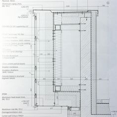 an architectural drawing shows the details of a building's interior and exterior wall section