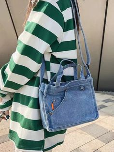 45501200564445 Denim Crossbody Bag, Denim Handbag, Denim Crossbody, Denim Handbags, Bag Women Fashion, Trendy Handbags, Crossbody Bag Women, Fashion Korean, Casual Tote