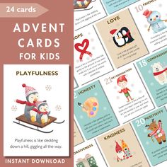 Our Kids Advent Mindful Calendar Cards is a printable countdown activity for Christmas. Make this holiday season truly special with our Family Activity Advent Calendar Cards--where memories are created, and love is celebrated.  🌟WHAT YOU WILL RECEIVE🌟 Please note that this is a DIGITAL DOWNLOAD listing. No physical product will be mailed to you. After your purchase is confirmed, you will receive an e-mail from Etsy with a link that will direct you to your downloadable file.  You will receive 4 Advent Fillers, Christmas Countdown Printable, Kids Advent, Countdown Activities, Advent Calendar Activities, Advent For Kids, Calendar Cards, Advent Activities, Advent Calendars For Kids