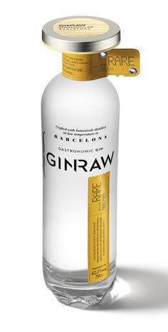 a bottle of ginraw water with a yellow cap on the top and bottom