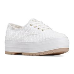 Keds The Platform Lug Lace Up - Free Shipping | KEDS Trendy Cotton Sneakers For Spring, Trendy Cotton Sneakers For Summer, Keds Platform Sneakers Outfit, Fabric Sneakers With Textured Sole For Spring, Spring Fabric Sneakers With Textured Sole, Summer Cotton Sneakers With Textured Sole, Textile Sneakers With Textured Footbed For Spring, White Fabric Sneakers For Spring, Keds Platform Sneakers