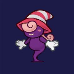 a cartoon character wearing a red and white striped hat