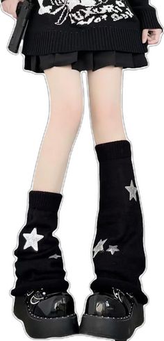 Y2k Style Black Leg Warmers For Winter, Harajuku Style Black Winter Socks, Harajuku Style Stretch Leg Warmers For Winter, Punk Japanese, Kawaii Streetwear, Leg Warmers Socks, Fairycore Clothing, Leg Socks, Y2k Kawaii