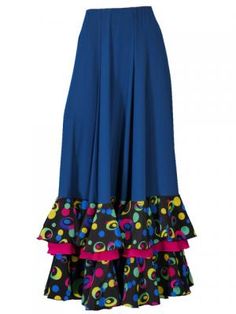 Flared Flamenco Skirt with Frills / Dots / Model Pili / G2353blb Luxury Printing, Average Weight, No Frills, Floral Skirt, Mermaid, Dots