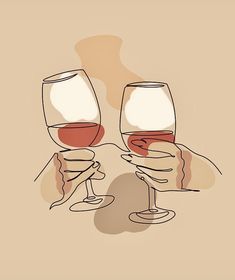 two glasses of wine being toasted by hands