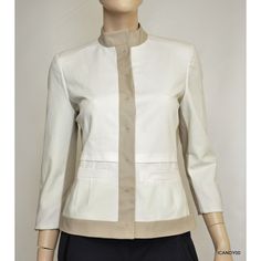 Tahari Ophelia Blazer Size Us 4 / Uk 8 / It 40 * Color: White/Cotton Seed * Snap Closure * Fully Lined * Width (From Shoulder To Shoulder) -15.5" * Sleeve - 19" * Bust (From Armpit To Armpit) - 17.5" * Waist - 15" * Hips - 19" * Length - 23.5" (Including Collar) * Shell: 63% Cotton; 34% Polyester; 3% Elastane * Machine Wash Cold * Imported * Brand New With Tag * Mfsrp: $248.00 Elegant Blazer With Stand Collar And Concealed Placket, Fitted White Blazer With Stand Collar, White Fitted Blazer With Stand Collar, Elegant White Stand Collar Blazer, Designer Cream Blazer For Work, Fitted Cream Outerwear With Concealed Placket, Luxury White Outerwear For Business Casual, Luxury White Business Casual Outerwear, Tailored Spring Blazer With Stand Collar