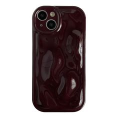 an iphone case is shown with the back cover in dark red marbled plastic,