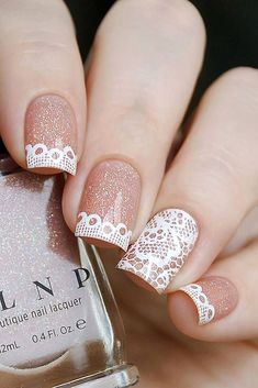 Nail Designs White, Lace Nail Design, White Lace Nails, Boutique Nails, Lace Nail Art, Wedding Nail Art Design, Burgundy Dresses, Lace Nails