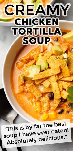 this creamy chicken tortilla soup is the best soup i have ever eaten absolutely delicious