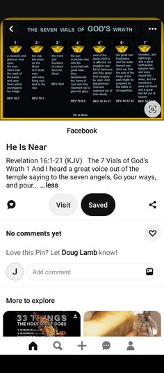 the bible app on an iphone screen with text and images above it, which reads he is near