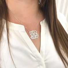 "The latest among my designs! This Sterling Silver Monogram is crafted by hand with a finishing touch of plating in your desired choice of Silver, Gold Vermeil, or Rose Gold. Comes with a matching chain included. * Material: 925 Sterling Silver * Monogram Size: 1.25\" * Chain: 14\", 16\", 18\" and 20\" * Color: Silver, Gold, or Rose Gold. * Handmade * Great Gift for any occasion. Please send us your personalization notes." Silver Monogram, Etsy Bridesmaid Gifts, Monogram Necklace, Timeless Gifts, Monogram Design, Beautiful Gift Boxes, Bridesmaid Gift, Meaningful Gifts, Gold Vermeil