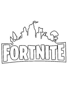 the word fortine is outlined in black and white with an image of a city