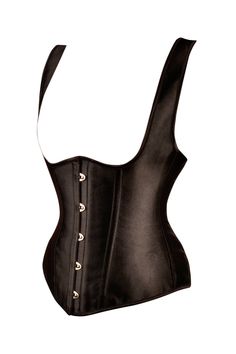 This striking black, modern underbust corset is one of our Instant Shape designs, featuring lightweight materials and spiral steel bones for a gentle waist reduction of up to 2". It has shoulder straps for extra comfort and support and a very high back with ribbon lacing that ties at the waist. This item is very versat Corset With Straps, Waist Trainer For Men, Bridal Corset, Lingerie Shorts, Compression Wear, Corset Shirt, Lace Tights, Overbust Corset, Corset Crop Top