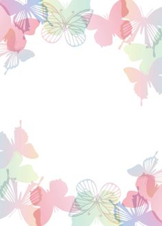 a white background with colorful butterflies in the center and an empty space for text or image