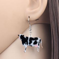 Cow Earrings, Holstein Cows, Dairy Cattle, Fluffy Cows, Vintage Bohemian Style, Cute Cow, Cute Cows, Charm Gift