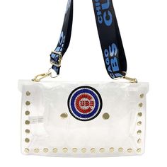 Take a fashionable yet functional approach to your Chicago Cubs fandom by grabbing this Cuce Envelope bag. The durable clear material and adjustable shoulder strap let you carry your cash, cards and other small belongings with ease. Its vibrant Chicago Cubs graphics and dazzling crystal embellishments let everyone know you are a tried and true team fan.Take a fashionable yet functional approach to your Chicago Cubs fandom by grabbing this Cuce Envelope bag. The durable clear material and adjusta Trendy White Bag In Clear Plastic, Trendy Clear Plastic Shoulder Bag For Daily Use, Trendy Shoulder Bag With Clear Strap, Trendy White Clear Plastic Bag, Casual Clear Shoulder Bag With Adjustable Strap, Trendy Rectangular Clear Plastic Shoulder Bag, Trendy Clear Plastic Rectangular Shoulder Bag, White Shoulder Bag With Clear Strap For On-the-go, Casual Clear Crossbody Shoulder Bag