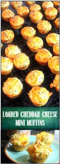 loaded cheddar cheese mini muffins are on the grill and ready to be eaten