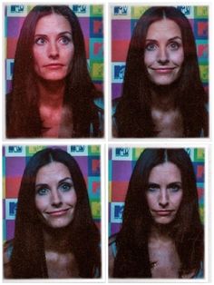 four pictures of a woman with different facial expressions