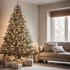 a decorated christmas tree in a living room