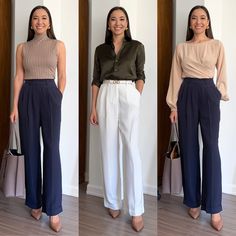 Packing for a Work Trip [8 Outfits in a Carry-On] - LIFE WITH JAZZ Tailored Pants Outfit, Stylish Business Outfits, Business Casual Dress Code, Outfit Elegantes, Casual Work Outfits Women, Business Professional Outfits, Trouser Outfits, Stylish Work Attire