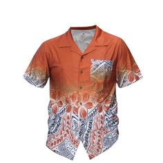 Elevate your wardrobe with our Samoan & Polynesian Tattoo Design Shirt in a striking rust color. This unique shirt features intricate tattoo-inspired patterns that celebrate the rich cultural heritage of Samoa and Polynesia. The detailed designs are beautifully printed on a soft, high-quality fabric, ensuring both comfort and durability. The rust color adds a warm, earthy tone that complements any style, making it perfect for casual wear or special occasions. Whether you're honoring your heritag Brown Short Sleeve Hawaiian Shirt, Brown Hawaiian Short Sleeve Tops, Brown Short Sleeve Hawaiian Top, Traditional Brown Printed Top, Orange Short Sleeve Hawaiian Shirt, Orange Hawaiian Short-sleeve Top, Polynesian Tattoo Design, Polynesian Tattoo Designs, Polynesian Designs