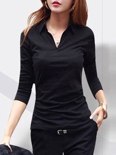 Long Wool Coat, Off Shoulder Fashion, Fur Fashion, Polo Shirt Women, Color Style, Polo Shirts, Long Sleeve T Shirts, Long Sleeve Casual, Women's Tops