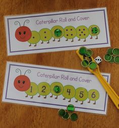 the very hungry caterpillar roll and cover game is ready to be played with