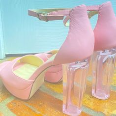 Pink Platform Heels With Unique Feature; Clear Heel Got The Wrong Size, New And Never Worn Price Negotiable Pink Heels With Ankle Strap And Stacked Heel, Pink Heels With Stacked Heel And Ankle Strap, Modern Pink Heels With Stacked Heel, Pink Synthetic Heels With Sculpted Heel, Pink Heels With Stacked Heel And Medium Width, Pink Open Heel Shoes With Stacked Heel, Pink Synthetic Heels With Stacked Heel, Pink Open Heel Stacked Heels, Pink Leather Heels With Wrapped Heel