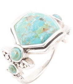 From Barse&#x2C; this ring features:Band ringSterling silverGenuine turquoise stoneSlip on Approx. 0.75" long and 1" wideImported. Adjustable Silver Turquoise Multi-stone Ring, Adjustable Nickel-free Silver Turquoise Ring, Adjustable Multi-stone Turquoise Ring In Silver, Sterling Silver Multi-stone Turquoise Ring Gift, Sterling Silver Jewelry Rings, Adjustable Southwestern Turquoise Ring Nickel-free, Genuine Turquoise, Dillard's, Turquoise Stone