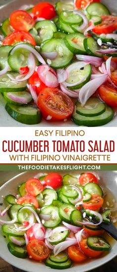 cucumber tomato salad with filingo vinaigrete