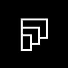 the letter f is made up of squares and rectangles in white on a black background