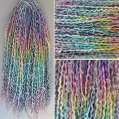 Mermaid Dreadlocks, Pastel Dreadlocks, Pink Synthetic Dreads, Rainbow Box Braids, Pastel Braids, White Girl Dreads, Colorful Dreads, Blue Dreads