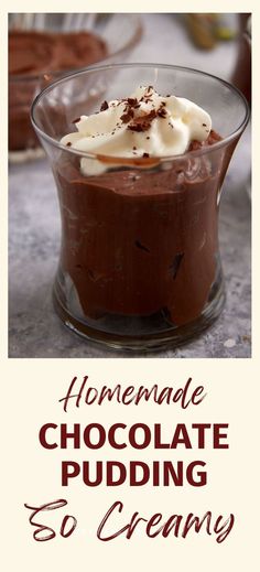 A dessert glass of homemade chocolate pudding. Easy Chocolate Pudding, Baking Therapy, Homemade Chocolate Pudding, Chocolate Pudding Recipes, Homemade Goodies, Bake Desserts, Instant Pudding, Köstliche Desserts