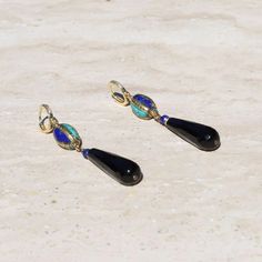 Lapis Lazuli and Onyx Earrings. Ships from San Diego, CA, in 1 Business day! Made in USA.