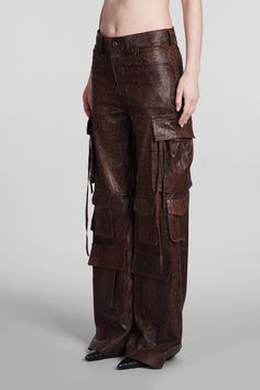 Pants in brown leather, button and zip closure, waist belt loops, cargo pockets, four pockets, python print, 100% ovine leather, model is 180 cm and wears size 40, Made in Italy Shop Pants, Paris Texas, Python Print, Marine Serre, Sneaker Wedge, Jeans Jumpsuit, Yoga Wear, Online Bags, Biker Jacket