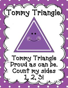 a purple triangle with the words tommy triangle on it and polka dot dots around it