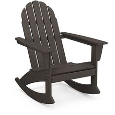 a black plastic rocking chair on a white background with clipping path to the right