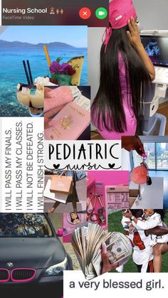 a collage of photos with the words pediatric women and pictures of people in pink hats